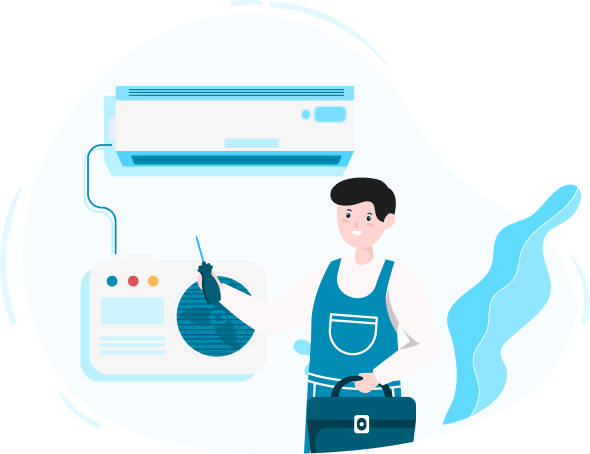 Professional maintenance worker with tools and equipment